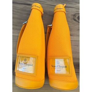 2 Veuve Clicquot Brut Champagne Jacket Insulated Travel Wine Bottle Koozie Tote